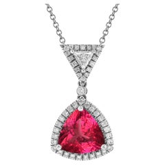 GRS Certified 3.19 Carats Spinel Diamonds set in 18KWG Pendant and 14KWG Chain