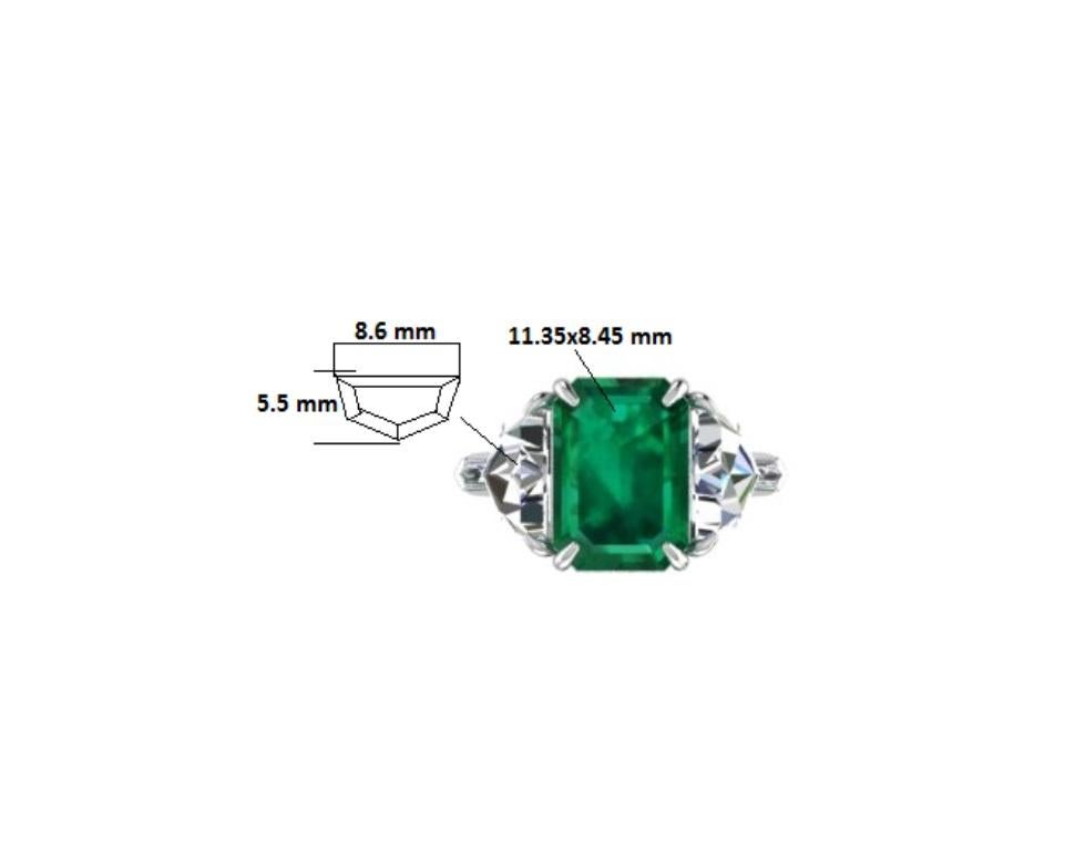 GRS-zertifiziert 3.21 Karat unbedeutende Öl Vivid sambischen Smaragd & Diamant-Ring (Smaragdschliff) im Angebot