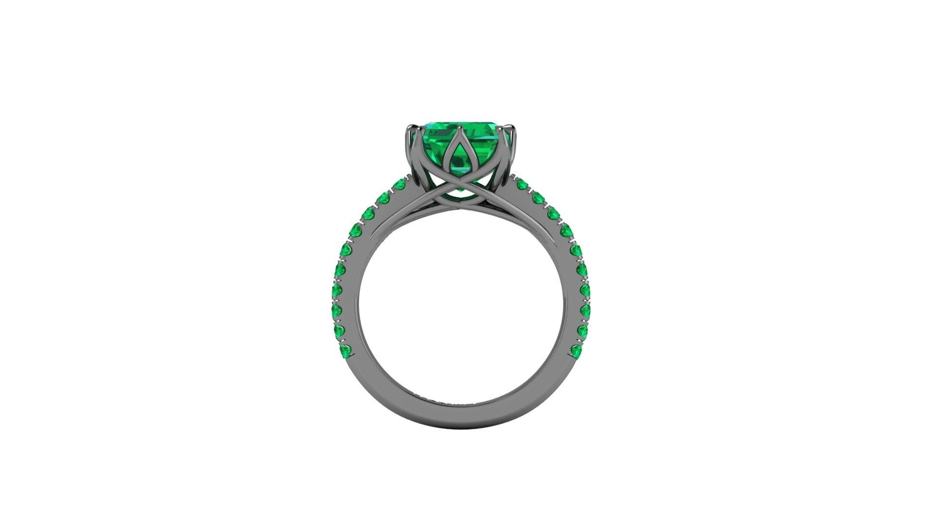 Women's GRS Certified 3.27 Carat Colombian Emerald Black 18K black Gold Maleficent Ring For Sale