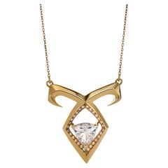 GRS-zertifizierte 3,28 Karat Danburit und 0,70 Karat Diamant-Halskette in 14K Gelbgold