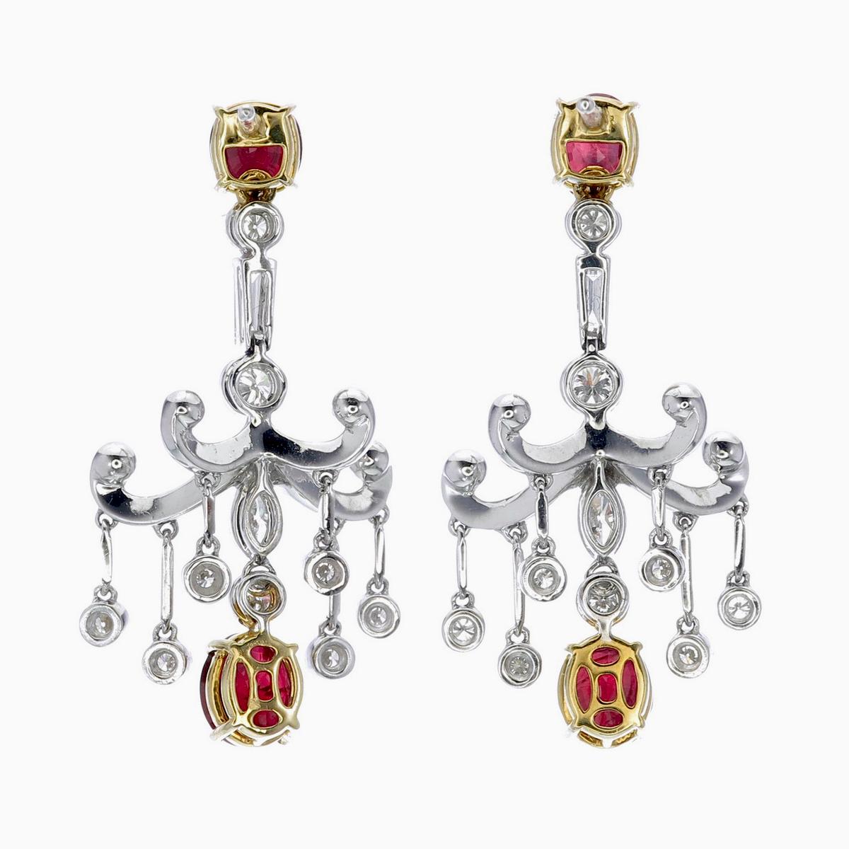 Artigiano GRS Certified 3.49 Carat Burma Ruby Pigeon Blod And Diamond Earrings In 18K WG in vendita