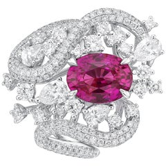 GRS Certified 3.6 Carat Unheated Pink Sapphire Ring from Sri Lanka