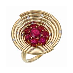 GRS Certified 3.64 Carat Burmese Ruby Diamond No Heat Pigeon Blood Ring in Gold