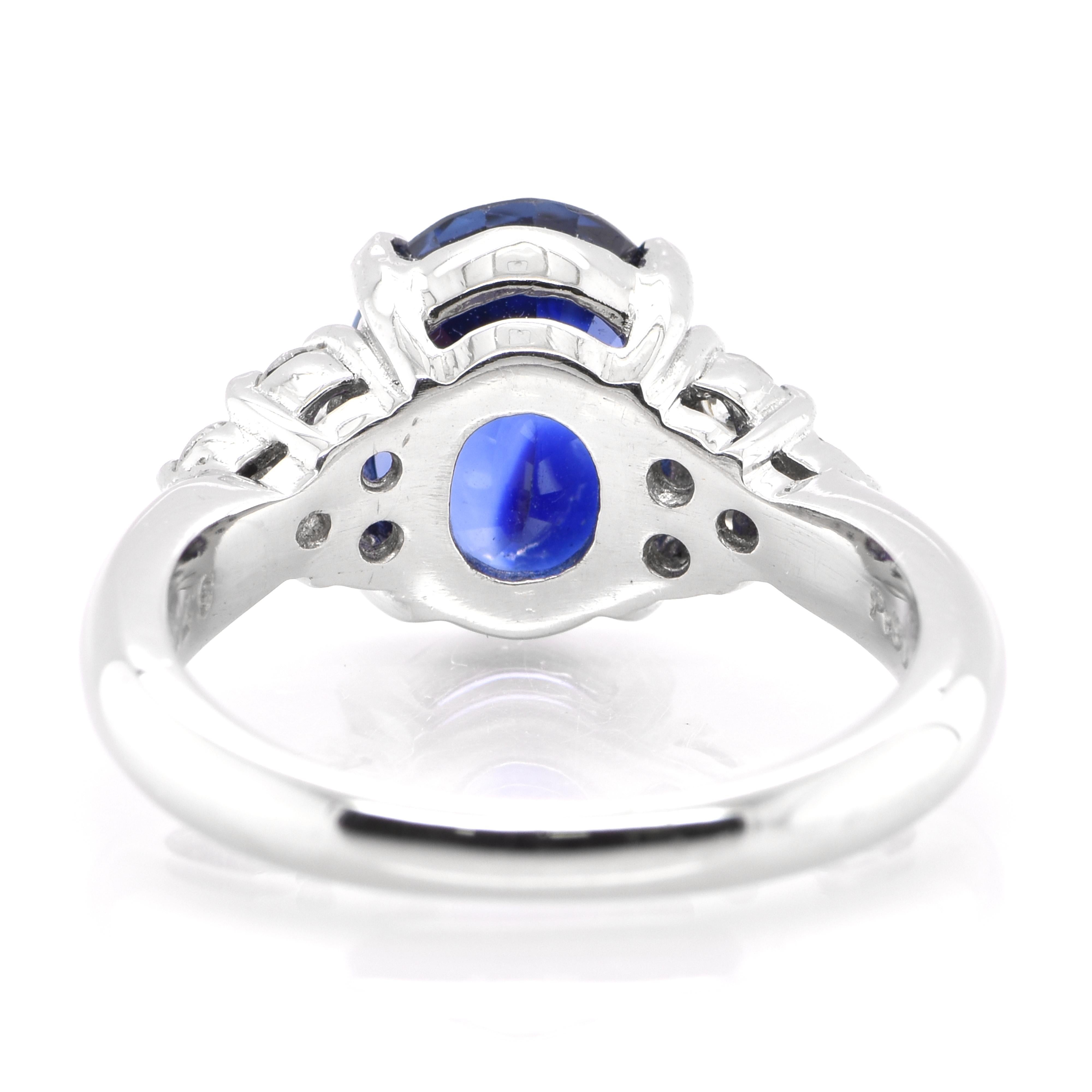 GRS Certified 3.70 Carat Natural Ceylon Royal Blue Sapphire Ring Set in Platinum In New Condition In Tokyo, JP