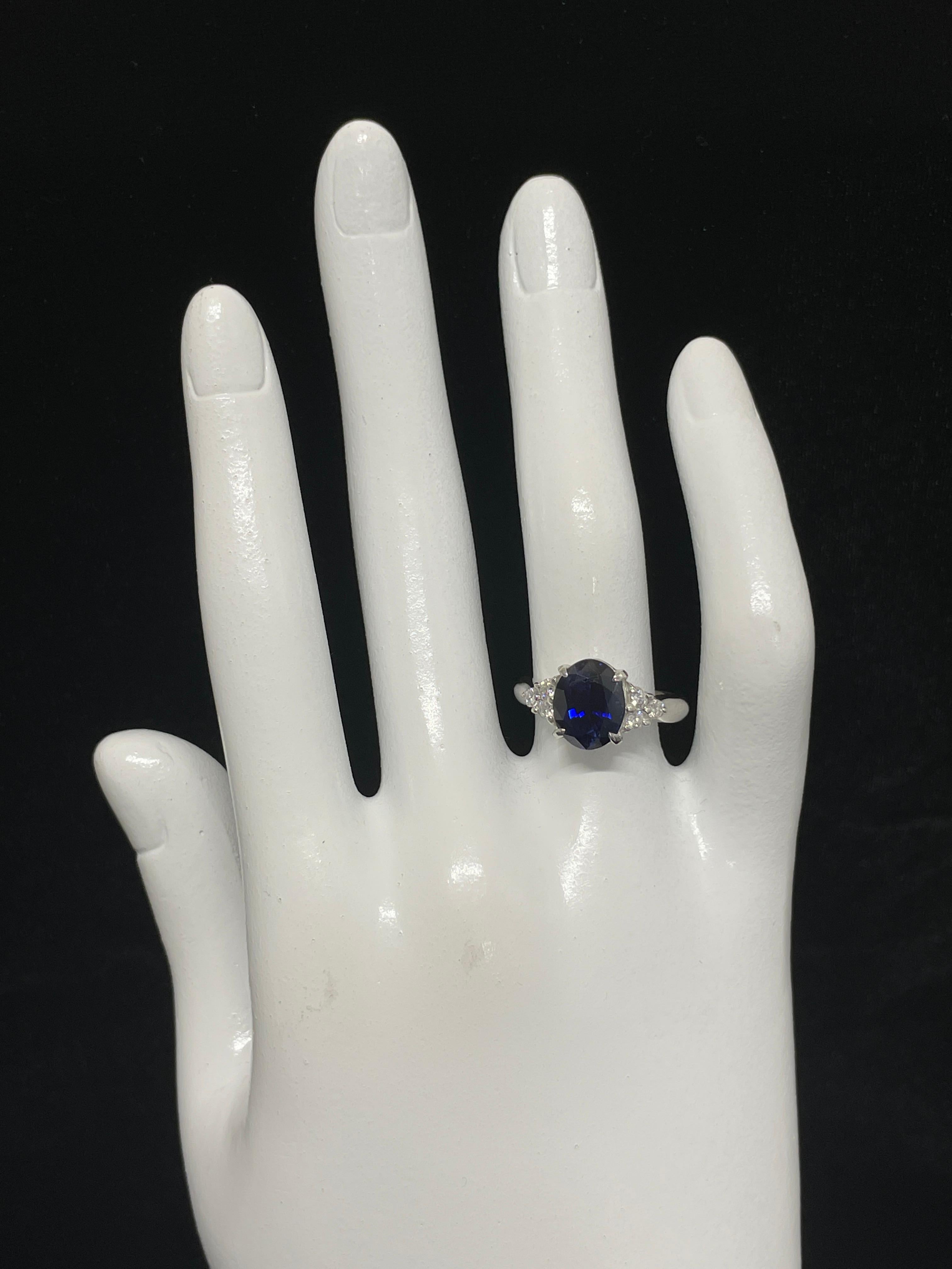 GRS Certified 3.70 Carat Natural Ceylon Royal Blue Sapphire Ring Set in Platinum 1