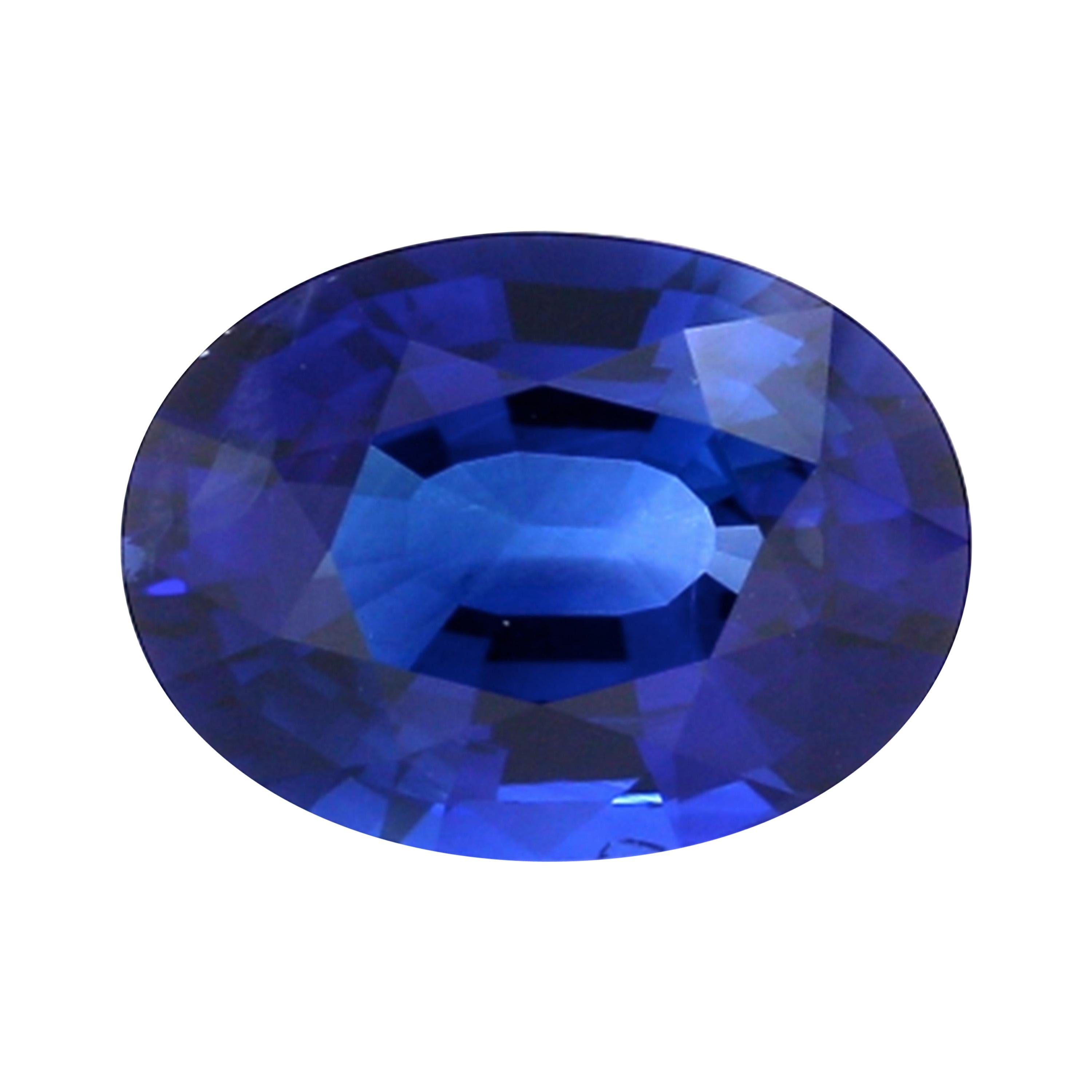 Saphir ovale bleu royal certifié GRS de 3,80 carats