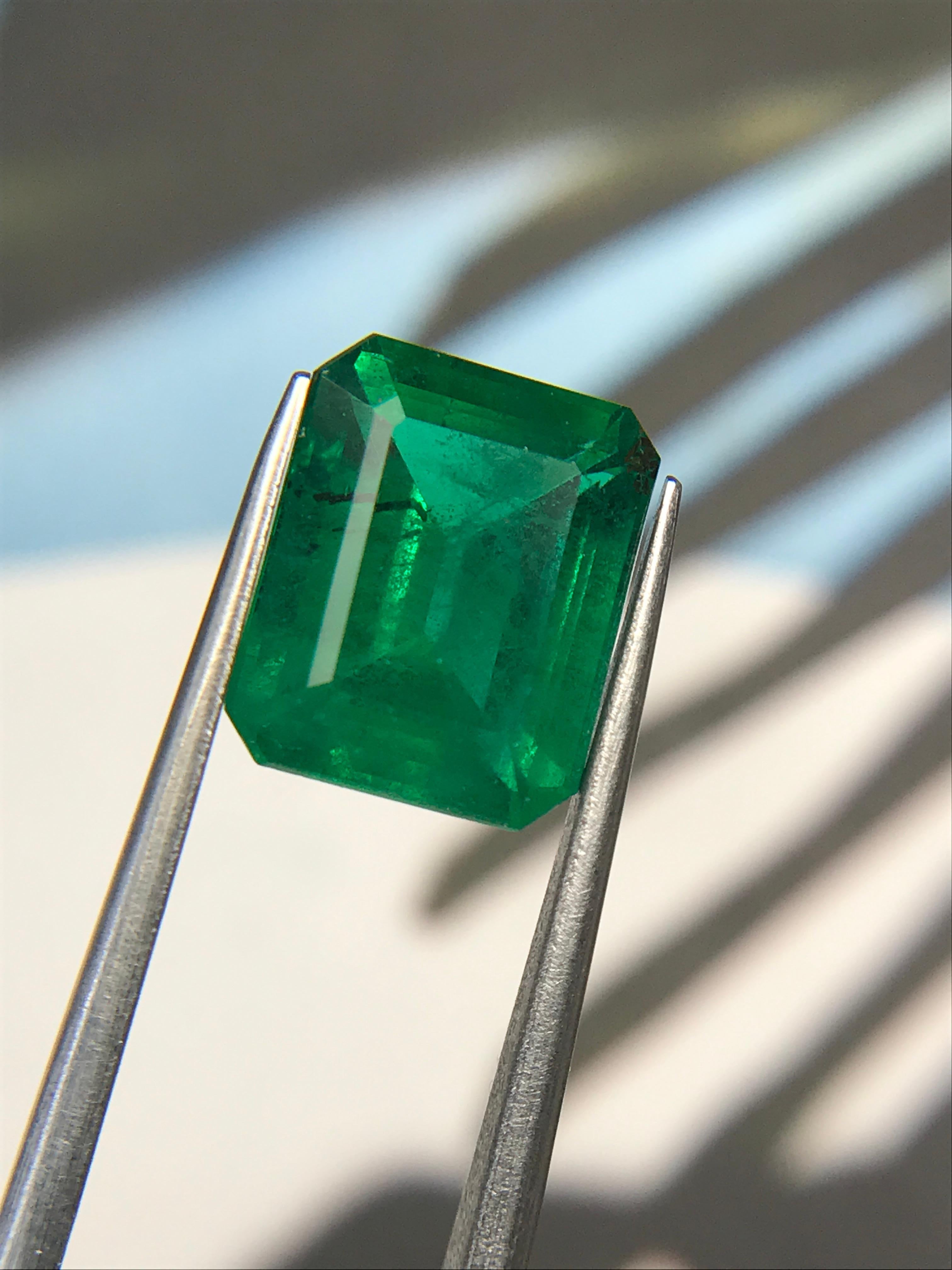 Vibrant 3.83 carat natural octagon emerald with minor oil treatment. This beautiful stone would be the perfect fit for a lovely ring or pendant to add a splash of colour to your life.

We specialise in colour gemstones and offer a bespoke jewellery