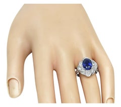 GRS Certified 3.85ct Royal Blue Ceylon Sapphire Diamond Ring