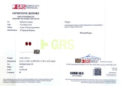 Natural Red Ruby Matching Pair Stones 3.98 carats with GRS Report / JupiterGem