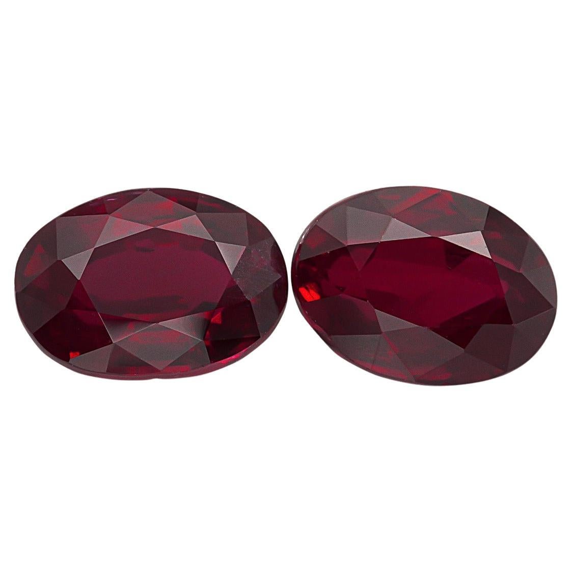 GRS Certified Natural Heated Ruby 3.98 Carats Matching Pair