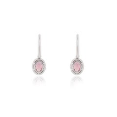 GRS Certified 4 Carat Padparadscha and Diamond Earrings in 18k White Gold