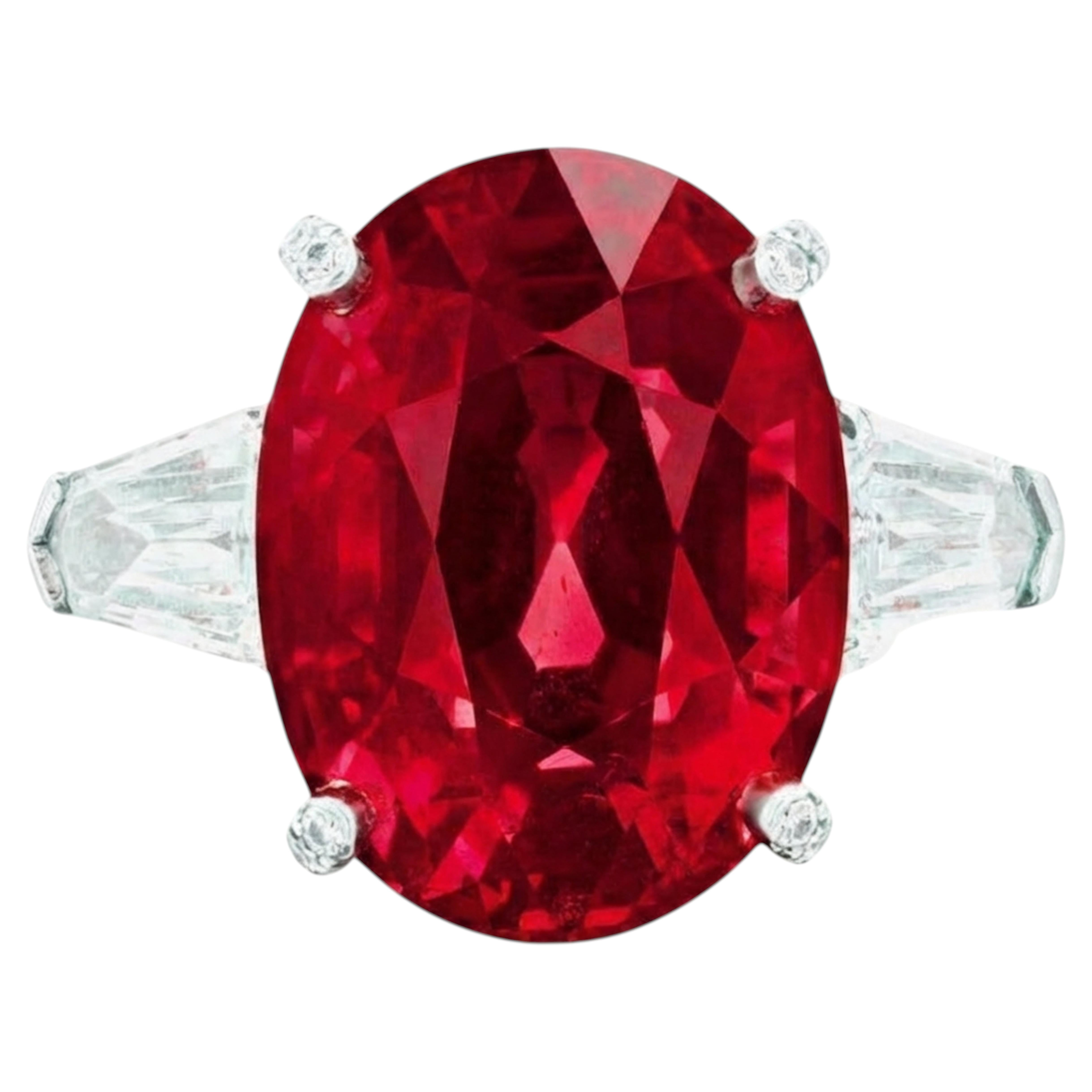 GRS Certified 4 Carat Vivid Red NO HEAT Ruby Ring