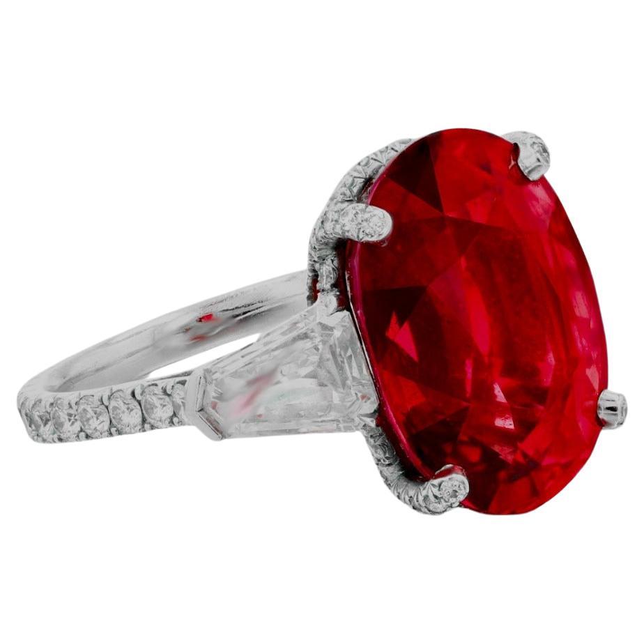 Modern GRS Certified 4 Carat  Vivid Red “Pigeon’s Blood” Ruby Ring For Sale