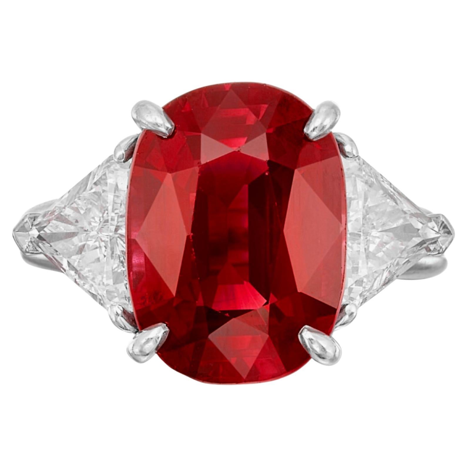 GRS Certified 4 VIVID TO DEEP RED NO HEAT Ruby Diamond Ring in vendita