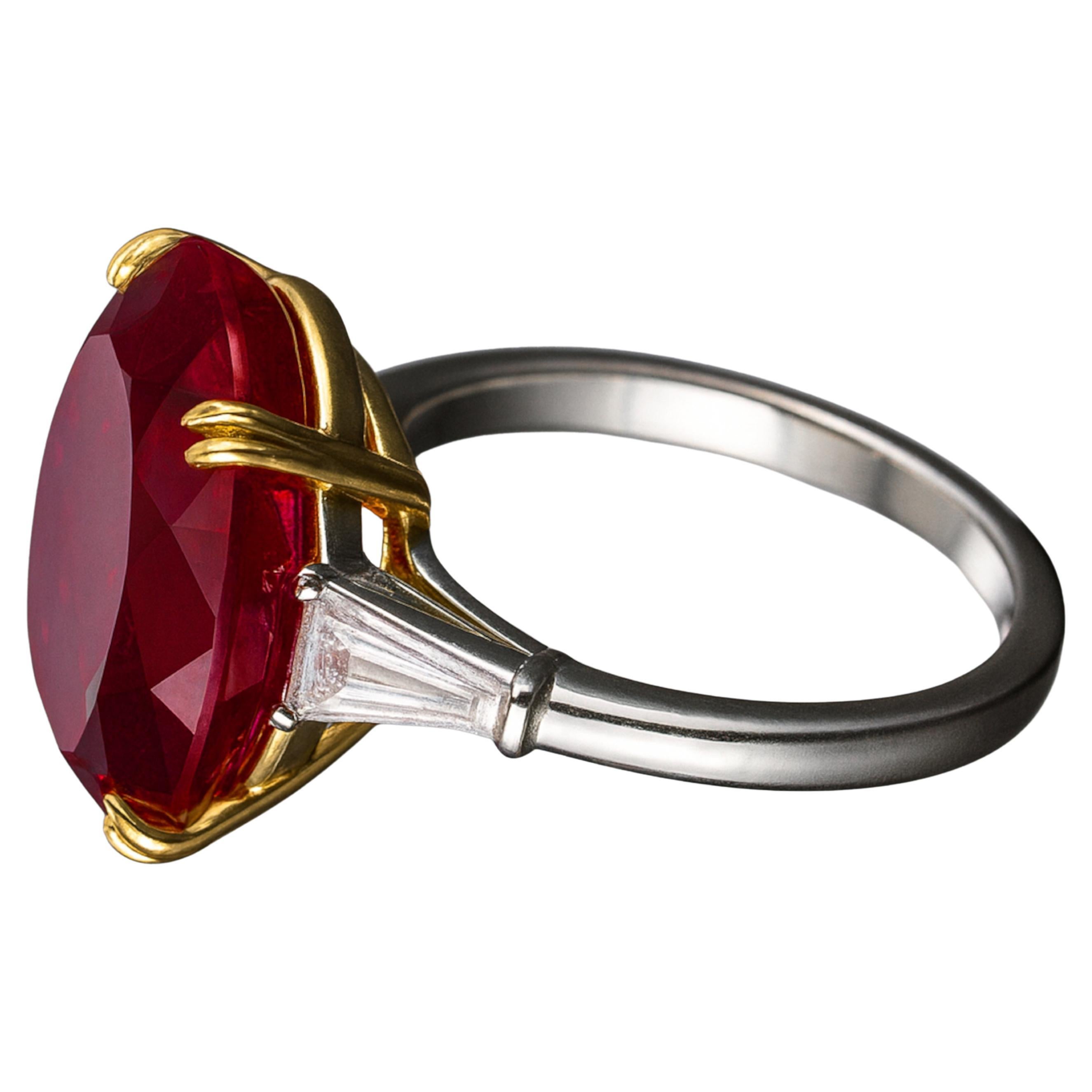 Anello di rubino e diamanti certificato GRS da 4,00 carati di colore rosso intenso e vivo 