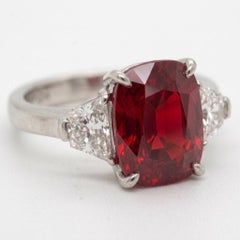 GRS Certified 4.03 Carat Unheated Mozambique Ruby & Diamond Ring