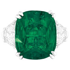 Bague en platine certifiée GRS de 4,06 carats de diamant vert émeraude