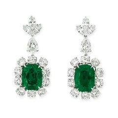 GRS Certified 4.10 Ct. Vivid Green Dangle Diamond Earrings