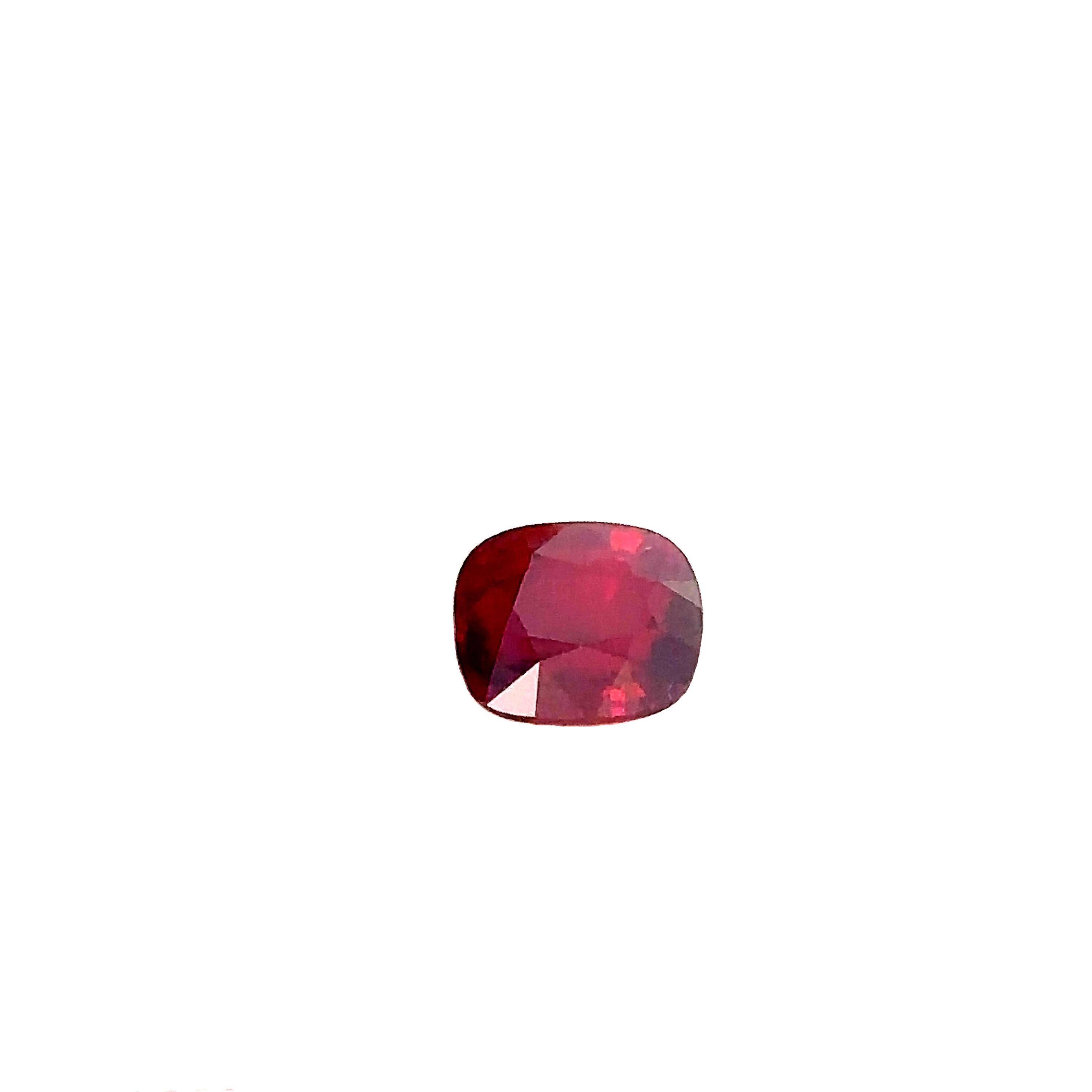 GRS Certified 4.11 Carats Ruby Cushion Shape For Sale 2