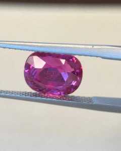 GRS Certified 4.20 Carat Mozambique No Heat Vivid Pink Cushion Cut Sapphire