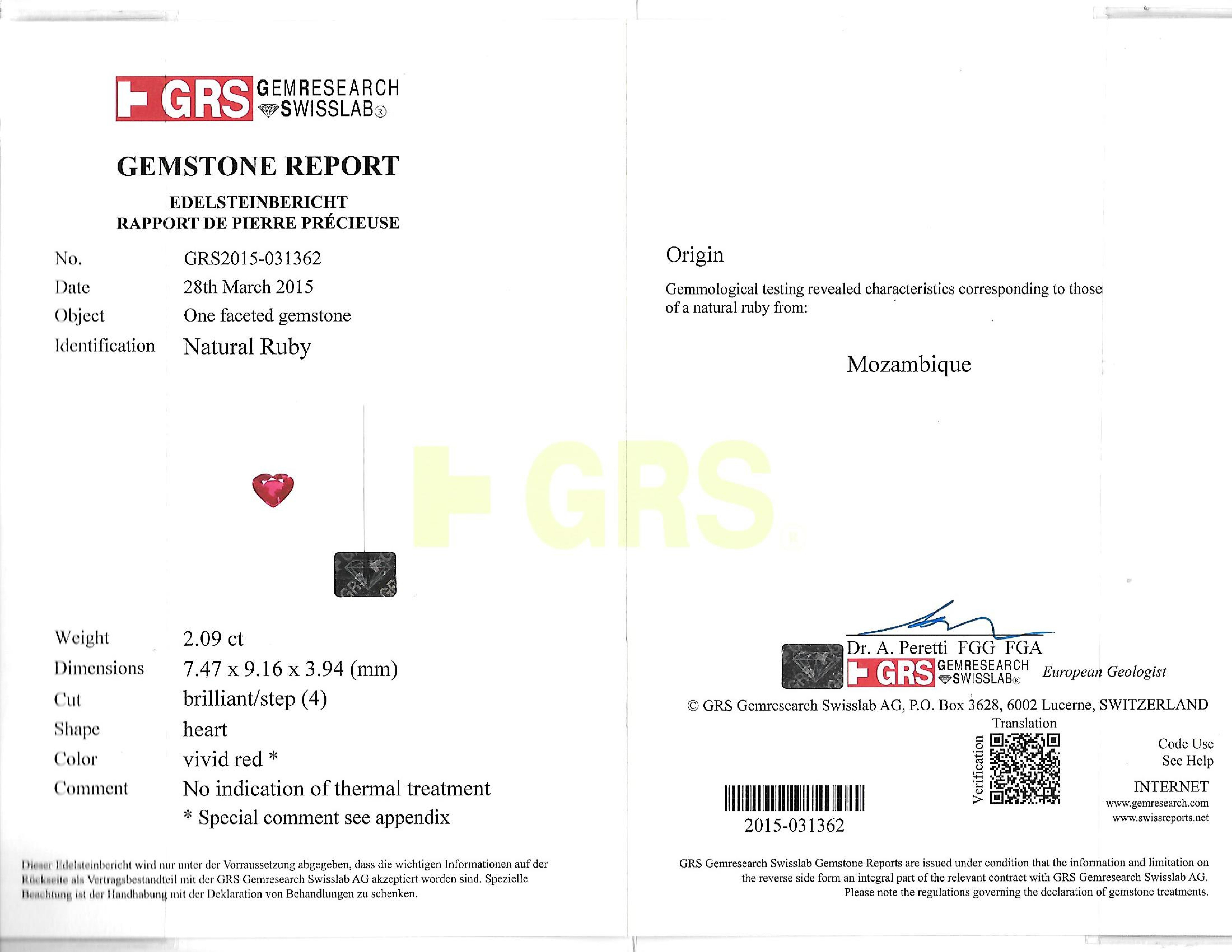 GRS-zertifizierte 4,20 Karat lebhaft roter herzförmiger Rubin-Ohrstecker NO HEAT (Herzschliff) im Angebot