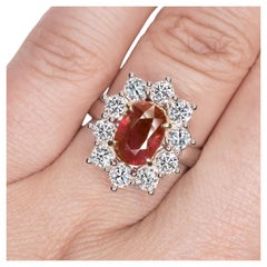 Bague en diamants et rubis ovale de 4,21 carats certifié GRS « BURMA NO HEAT »