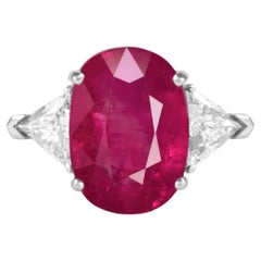 GRS Certified 4.21 Carat BURMA NO HEAT Ruby Diamond Ring