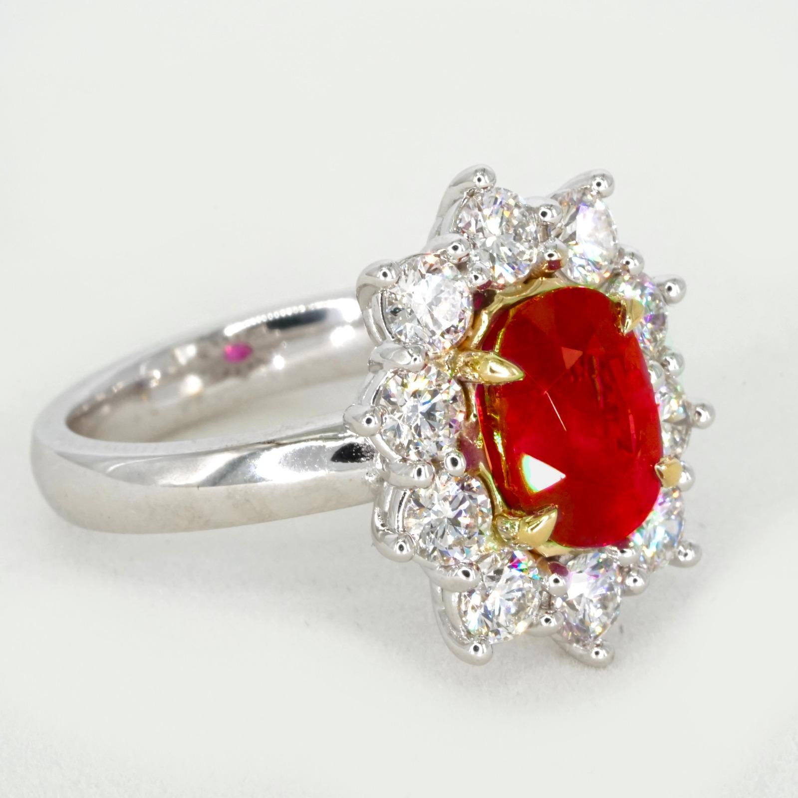 Stunning oval Burmese unheated untreated ruby weighing 4.21 carats that showcases remarkable brilliance and vibrancy. This exquisite gemstone is a true rarity, certified by GRS as a top-quality Burmese ruby, unheated and untreated, which