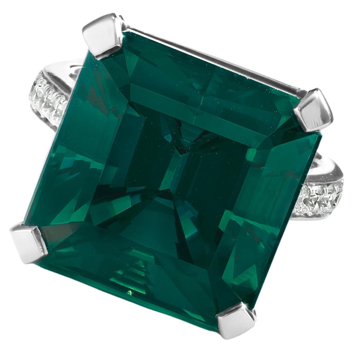 GRS Certified 43 Ct. Green Emerald Diamond Ring