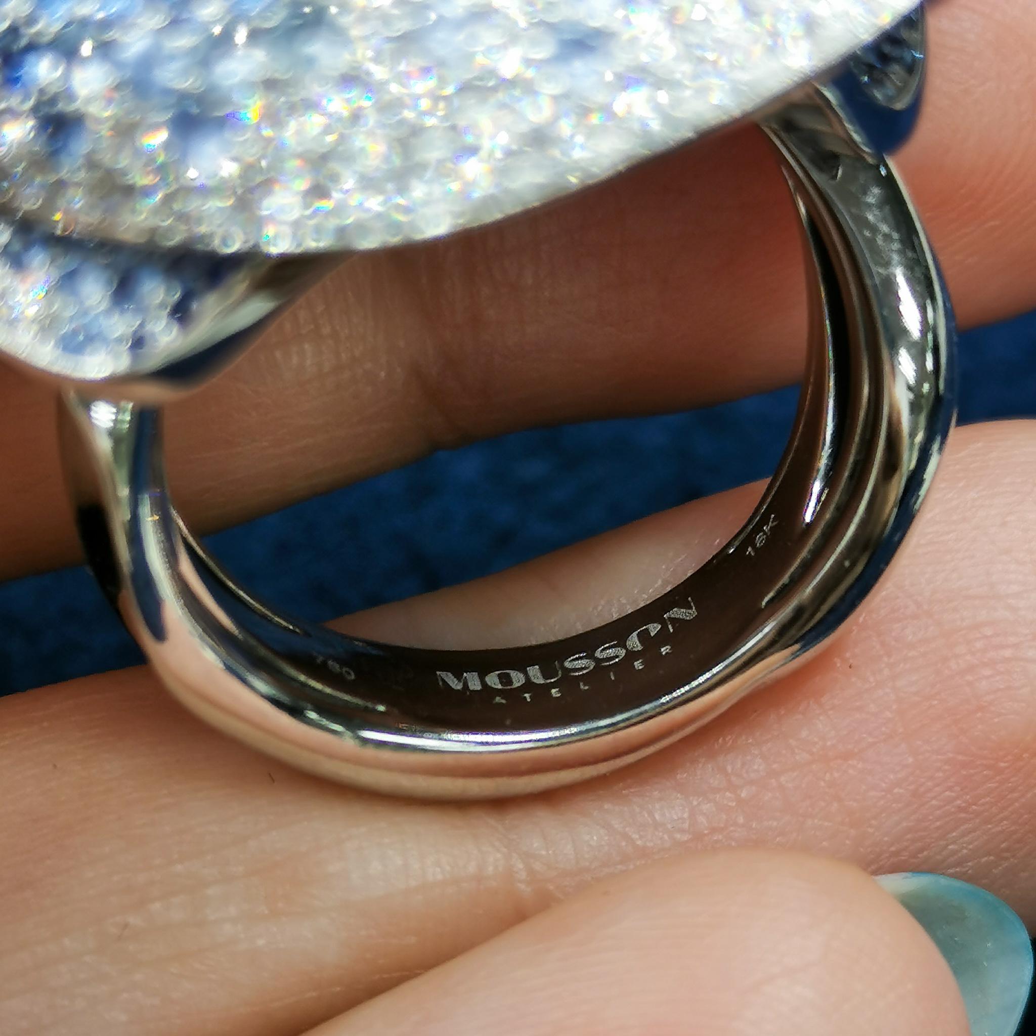 GRS Certified 4.33 Carat Sapphire Diamond 18 Karat White Gold Ring 3