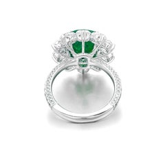 GRS Certified 4.44 Green Emerald Diamond Platinum Ring