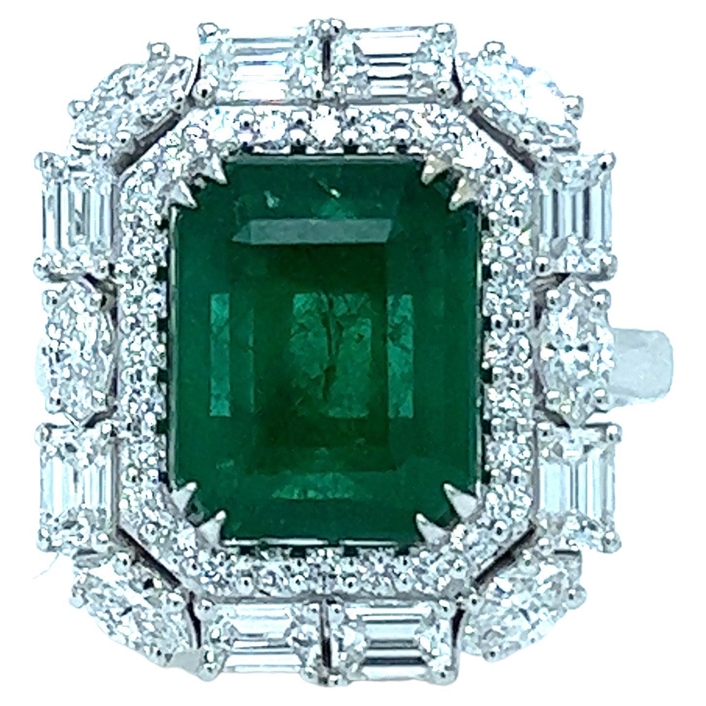 GRS Certified 4.44 Carat Emerald Cocktail Ring 