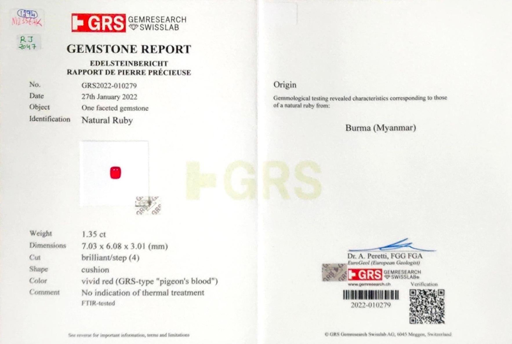 da uomo o donna Orecchini di diamanti di rubino di Birmania certificati GRS da 4,45 carati con sangue di piccione senza calore in 18 carati in vendita