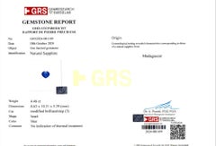 GRS Certified 4.46 Carat Heart Shape Blue Sapphire Platinum Cocktail Ring
