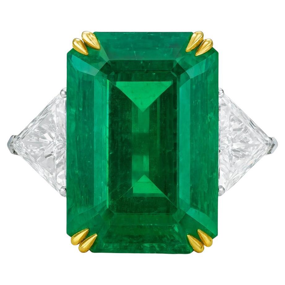 GRS-zertifiziert 4.52 Karat kolumbianischen Smaragd und Trillion Cut Diamond Ring