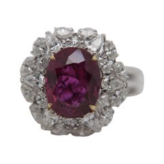grs thailand GRS Certified 4.61 Carat Thai Ruby No Heat and Diamond Ring in 18 Karat Gold