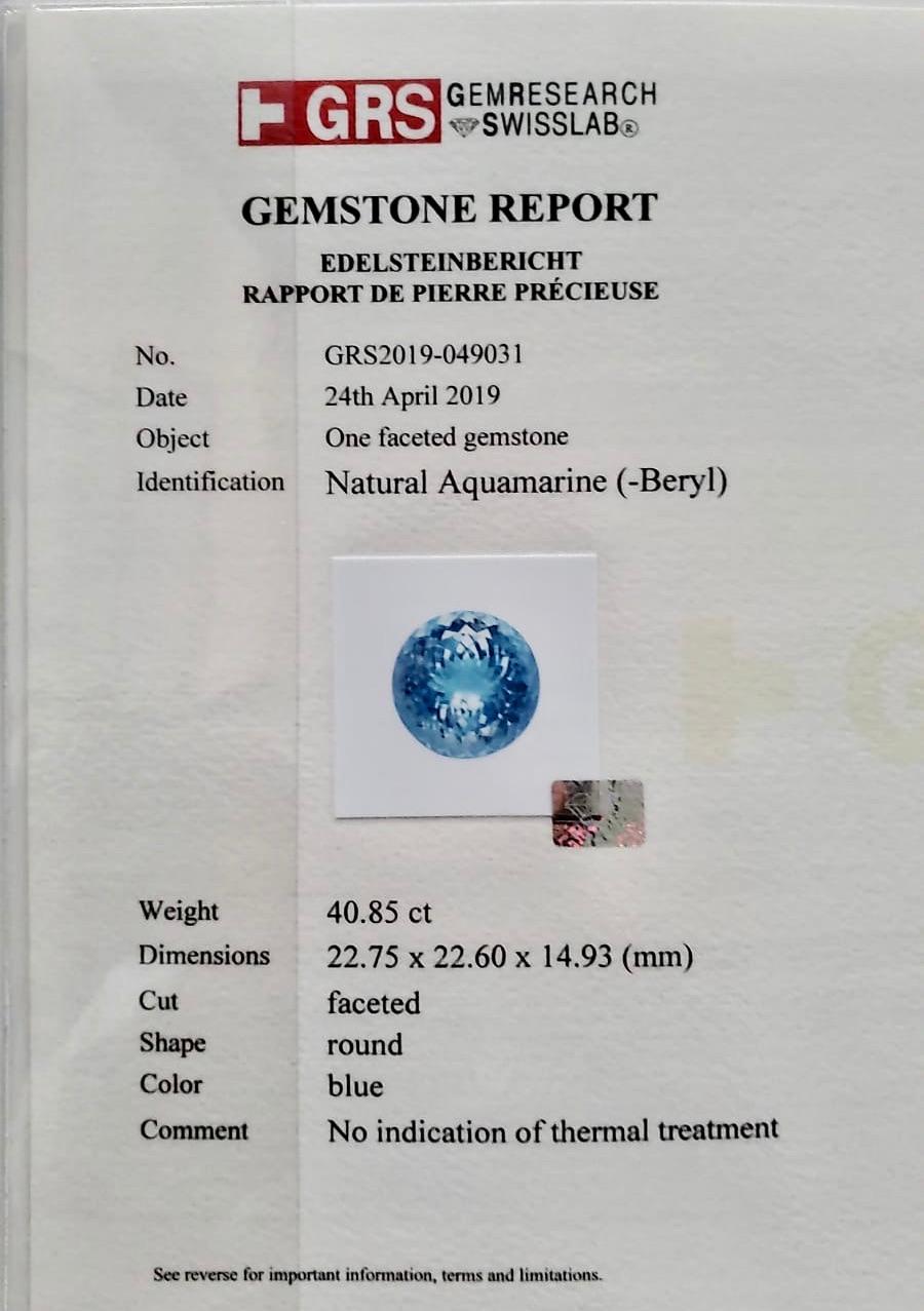 GRS Certified 46.34 Carat and 40.85 Carat Aquamarine Oversized, No Heat 2