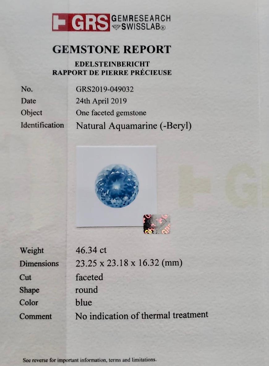 GRS Certified 46.34 Carat and 40.85 Carat Aquamarine Oversized, No Heat 3