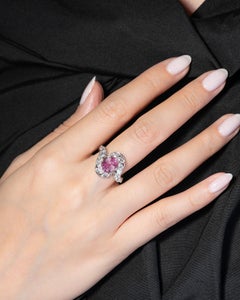 GRS Certified 4.65 Carat Padparadscha No Heat Sapphire Diamond Ring in 18k Gold