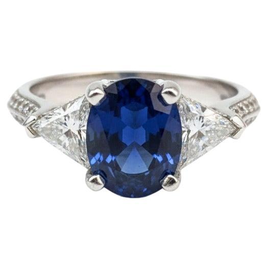 Anello con zaffiro blu reale birmano e diamante certificato GRS da 4,66 carati non riscaldato