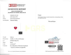 GRS-Certified 4.66 Carat Unheated Mozambique Heart-Shaped Ruby Diamond Ring