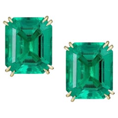 GRS Certified Green Emerald Cut Diamond Earrings