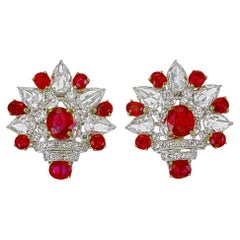Orecchini con diamanti e sangue di piccione di Birmania da 4,71 carati certificati GRS in WG 18k