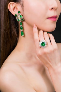 GRS Certified 48.68 Carat Emerald Mosaic Earring