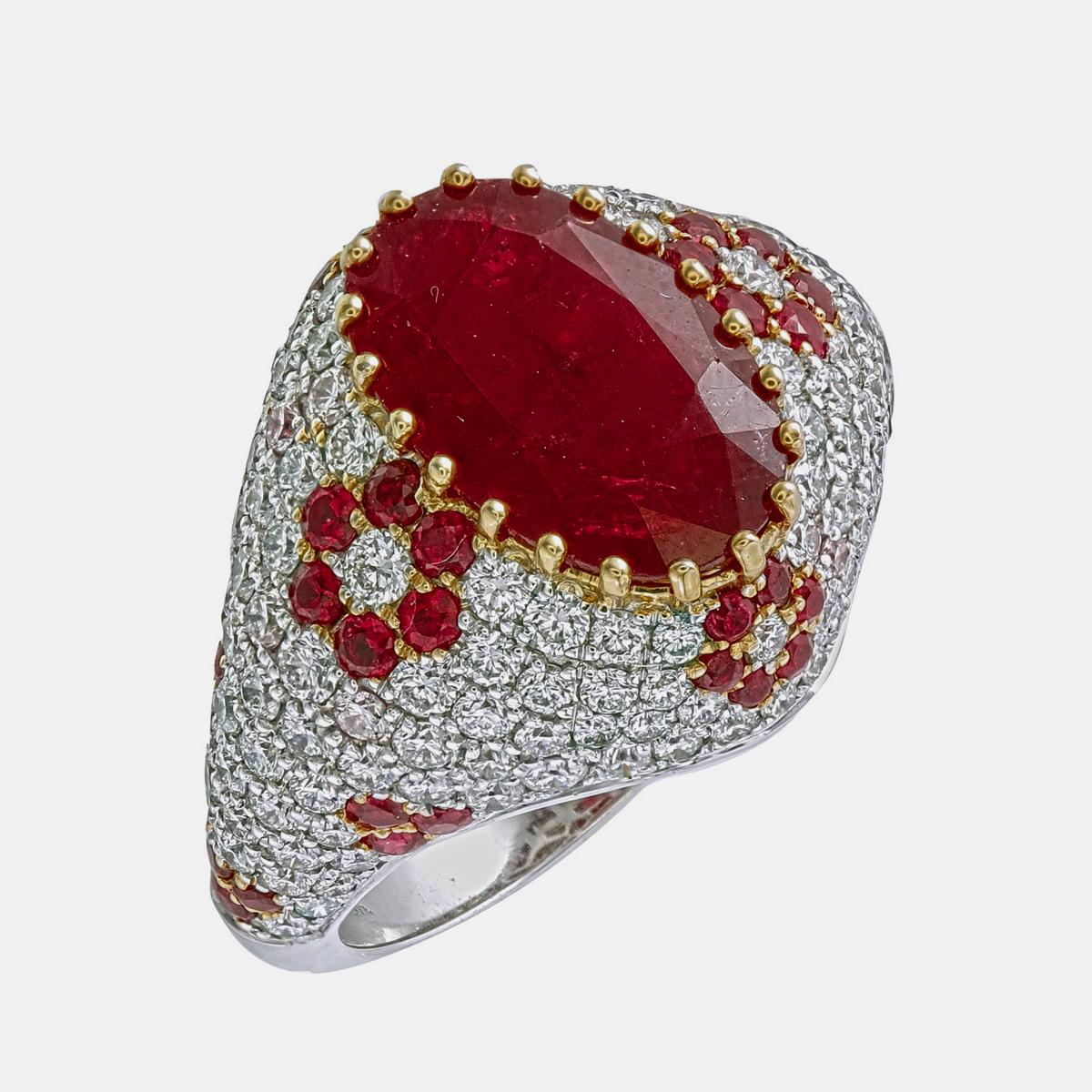 GRS zertifiziert 4,96 Karat Burma Rubin keine Hitze und Diamant-Ring in 18K Weißgold (Moderne) im Angebot