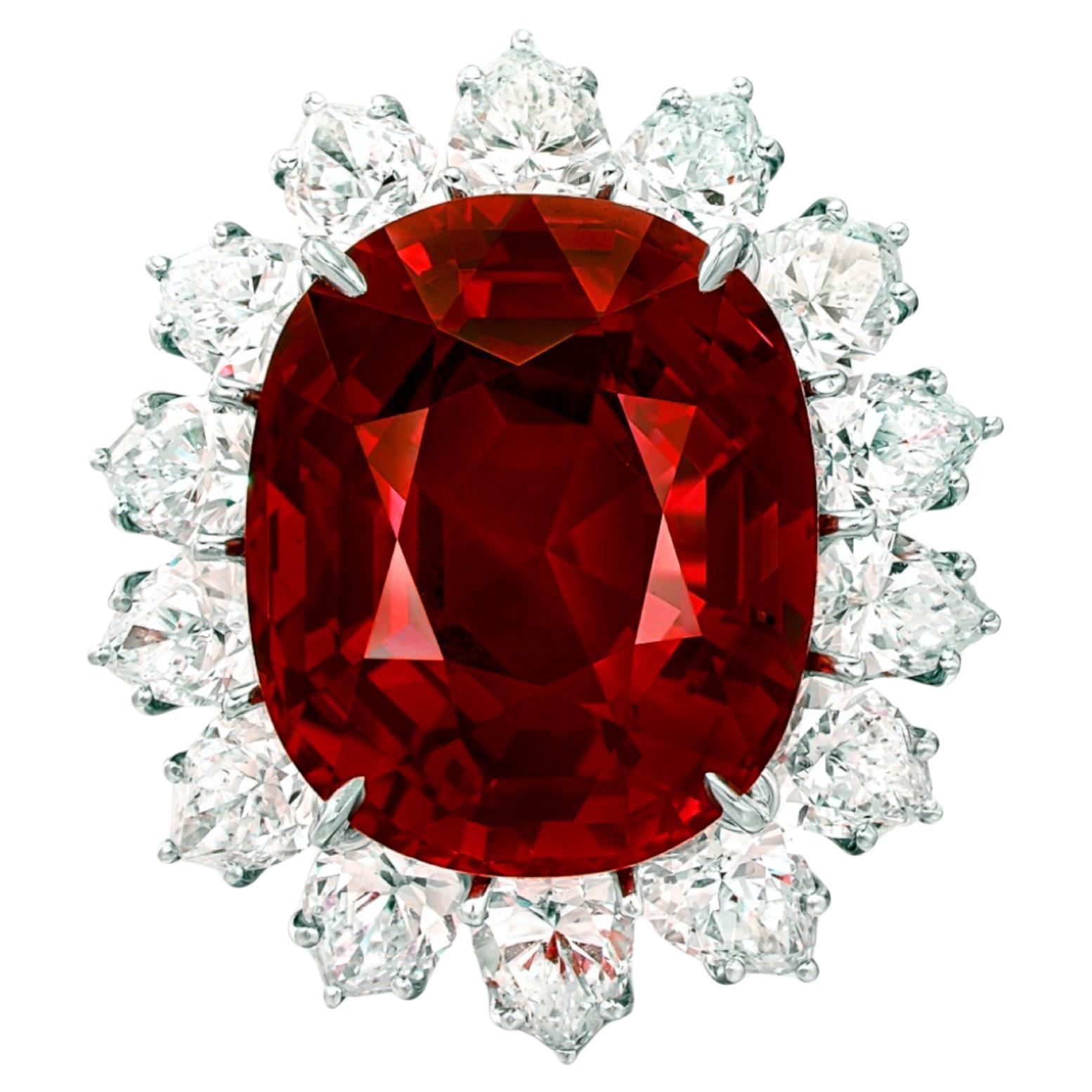 Anillo de diamantes y rubí sangre de paloma de 5 quilates con certificado GRS