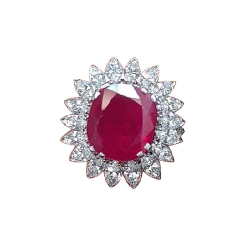 GRS-zertifizierter 5 Karat unbehandelter Rubin-Diamant-Cocktail- Solitär-Ring mit Solitär (Moderne) im Angebot
