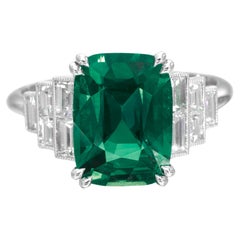 AGL Certificado 5 Quilates VIVID GREEN Anillo de Cóctel de Diamantes Verde Aceite Menor
