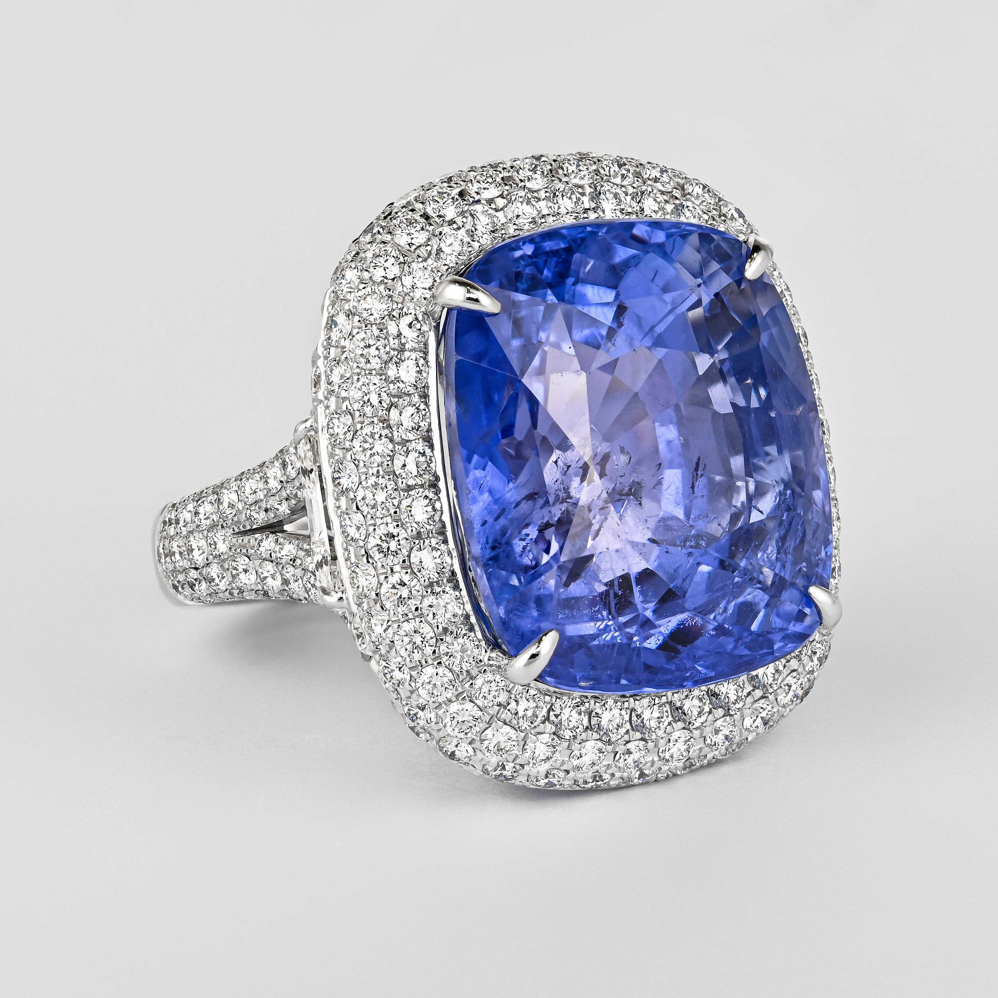 GRS Certified 50.11 Carat Cushion No Heat Sri Lanka Blue Sapphire Ring en vente 11