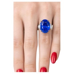 GRS Certified 5.04 Carat Royal Blue NO HEAT Sapphire and Diamond Platinum Ring